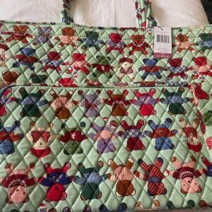 NWT $75 Vera Bradley Essential Grand Tote Bag Purse TOASTIE TEDDIES